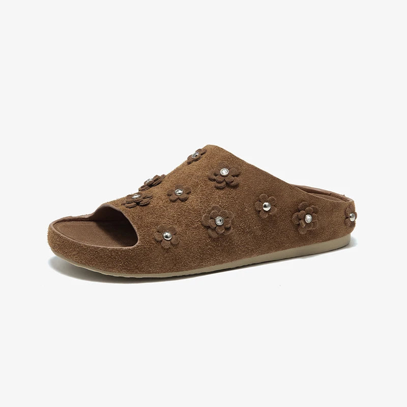 Classic Rivet Floral Slippers