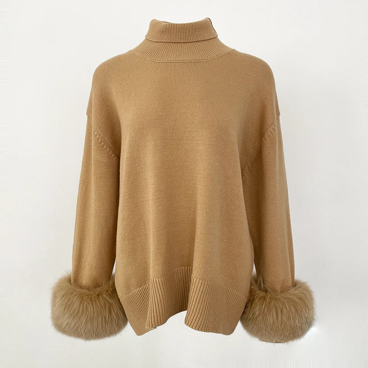 Stylish Standup Collar Loose Knitted Jumper