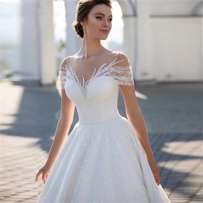 Shiny Off The Shoulder Bridal Gown