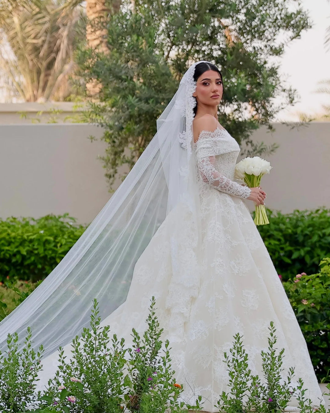 Timeless White Lace Off Shoulder Bridal Couture