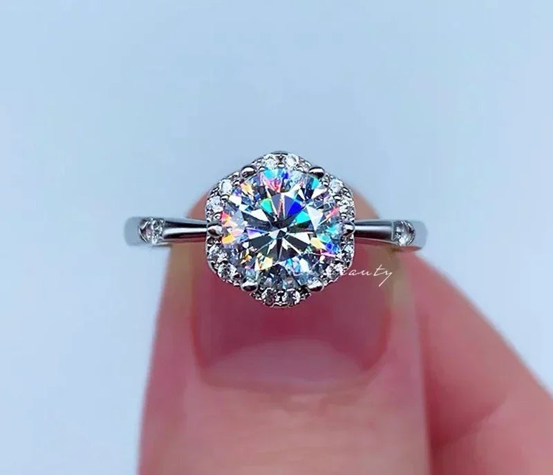 Elegant Flower Bud Moissanite Ring