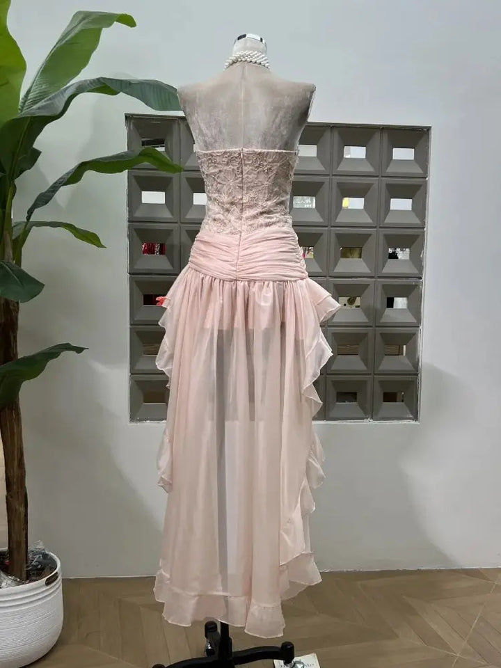 High Quality Strapless Pleated Long Dress