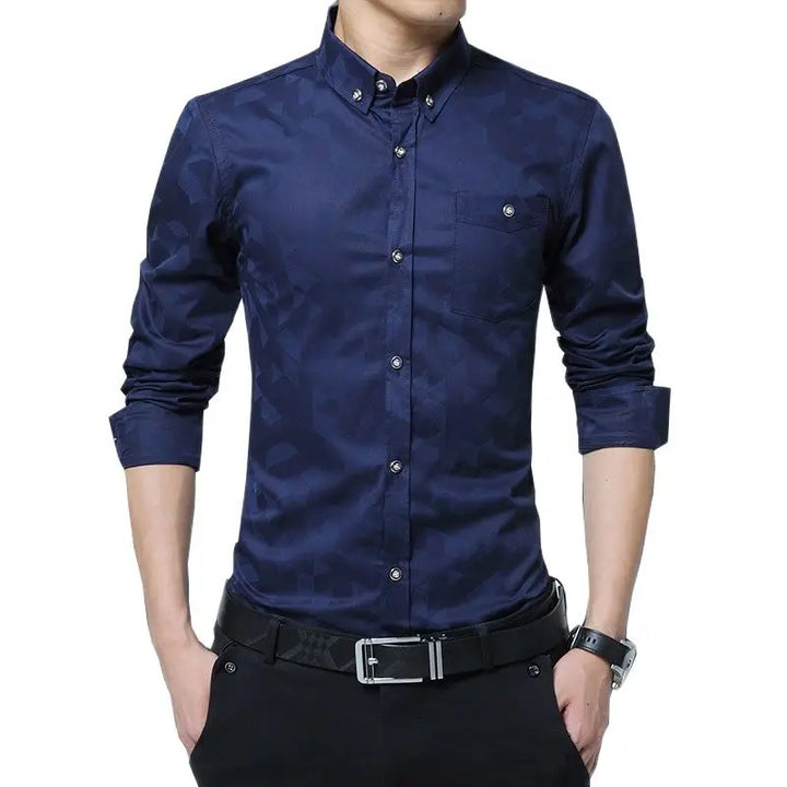 Jacquard Weave Slim Fit Shirt