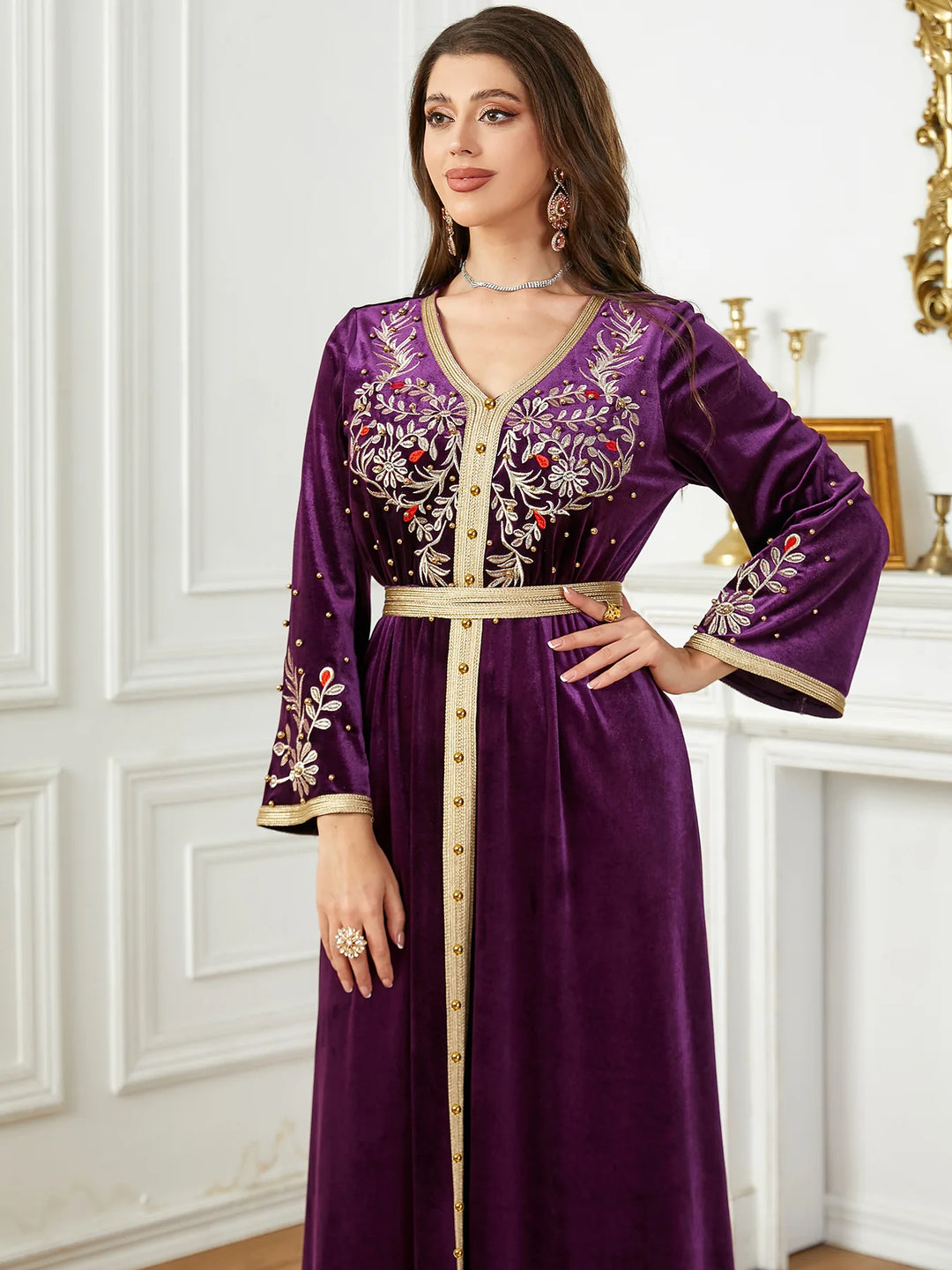 Velvet Embroidery Morocco Abaya