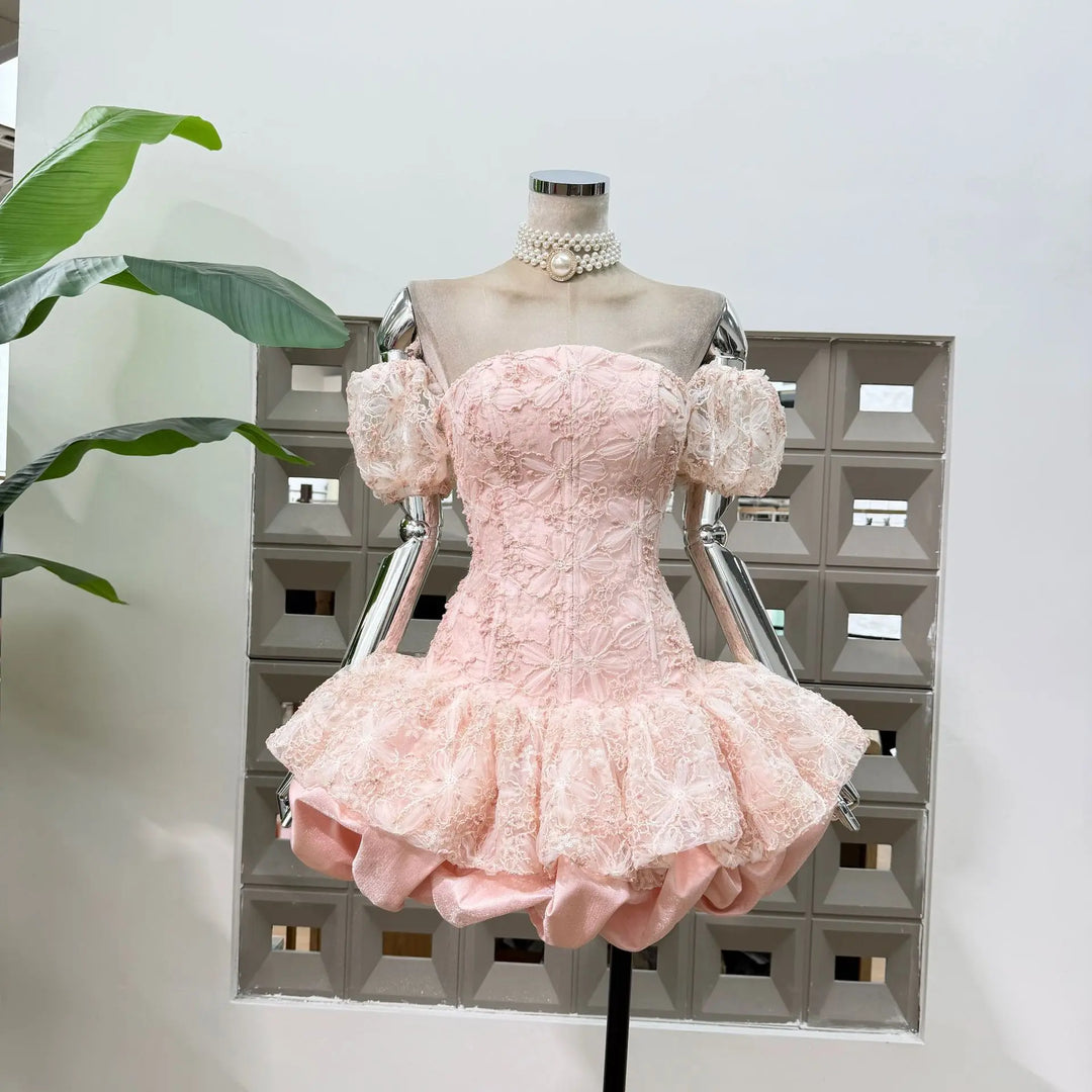 Lovely Glitter Sequins Mini Prom Gown