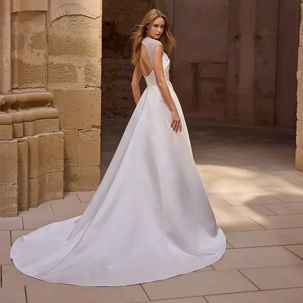 Terrific Backless Bridal Dress