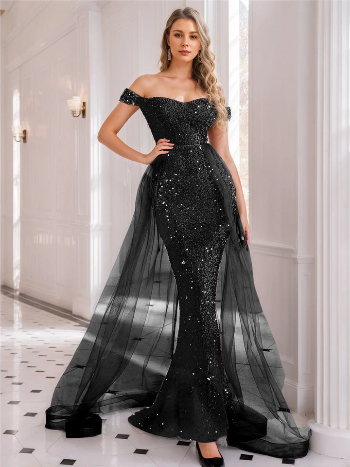 Glamorous Mesh Evening Party Gown