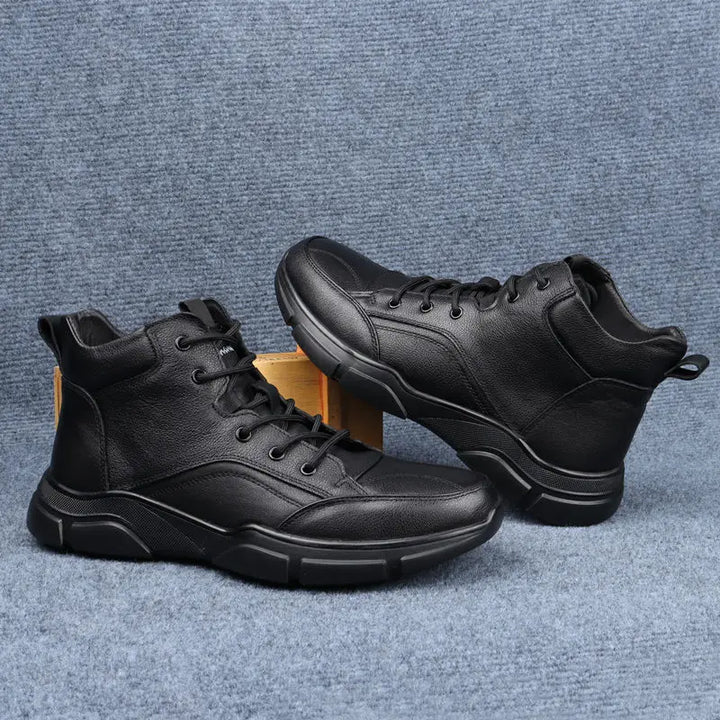 Clever Plush High-Top Leather Sneakers