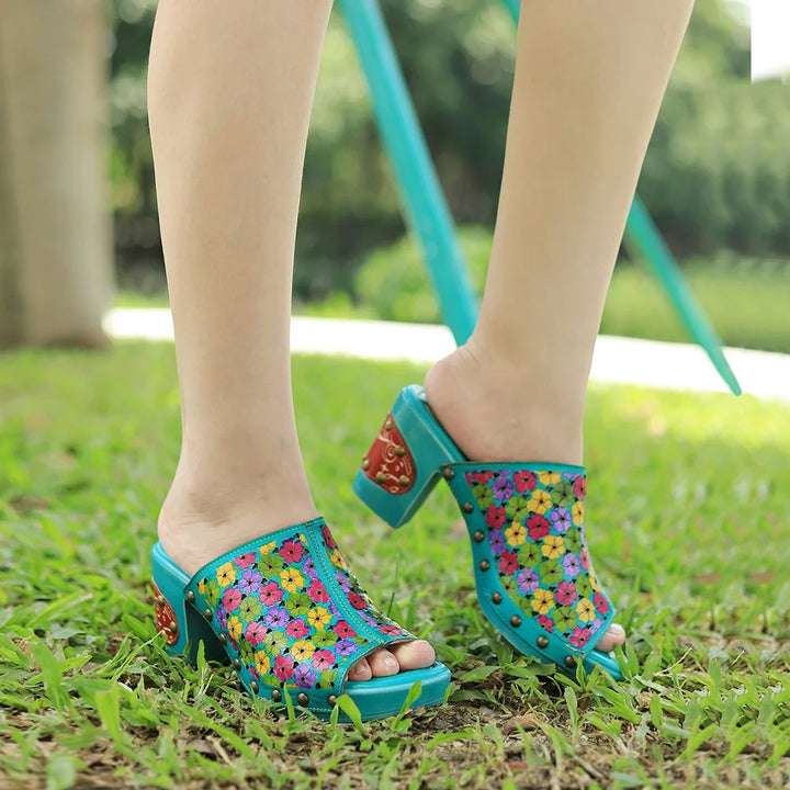 Elegant Hand-Painted Leather Sandals
