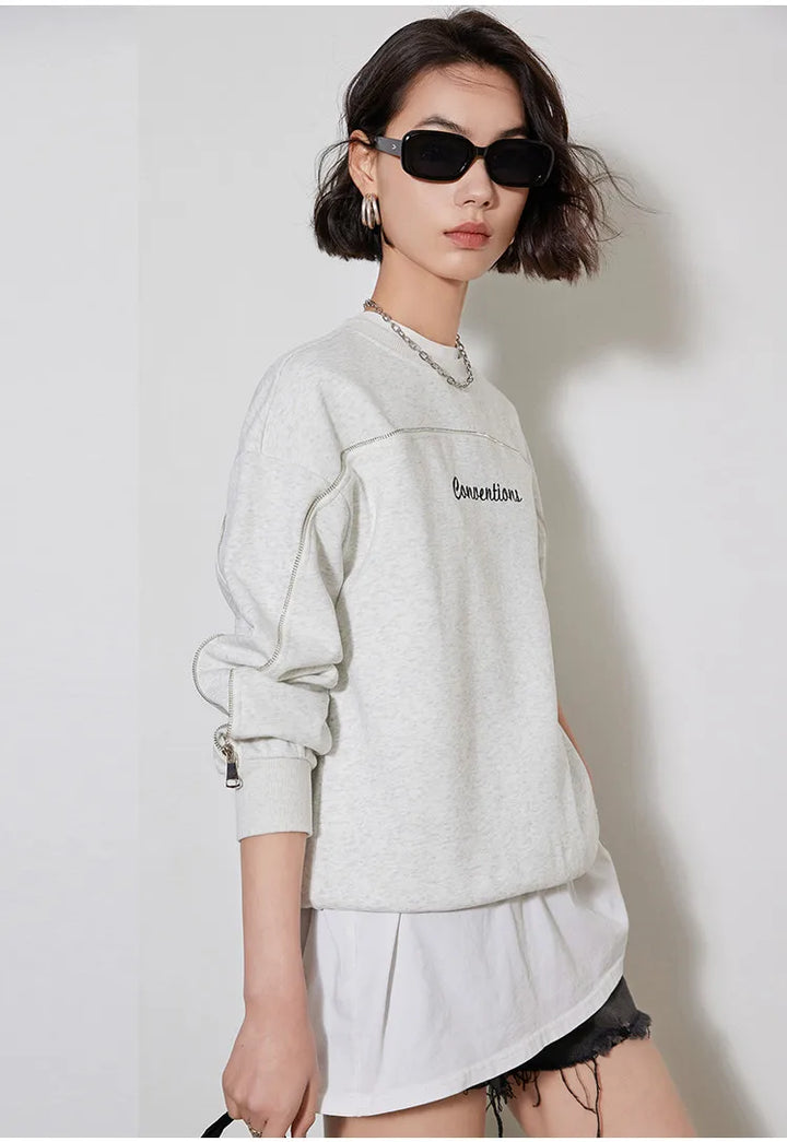 Fashionable Embroidered Pullover Sweatshirt