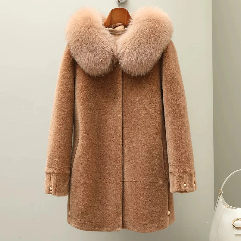 Real Fur Collar Elegant Warm Coat