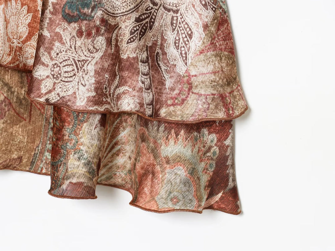 Effortlessly Floral Print Ruffles Layered Dress