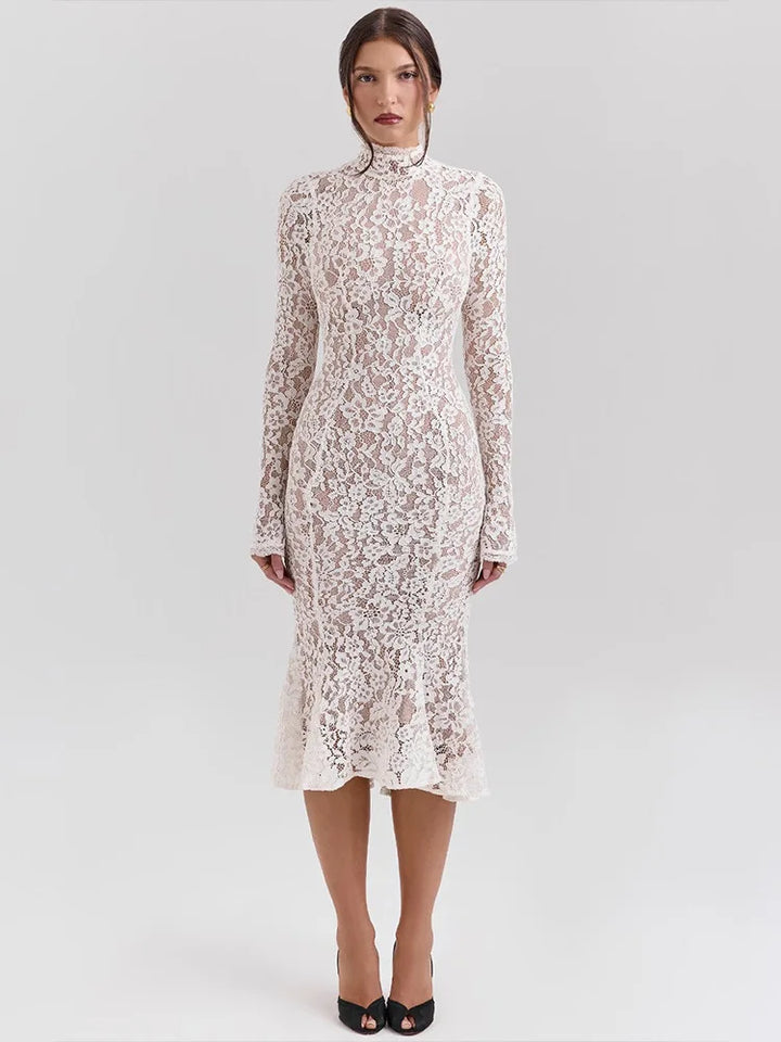 Lovely Lace Long Sleeves Mini Party Dress