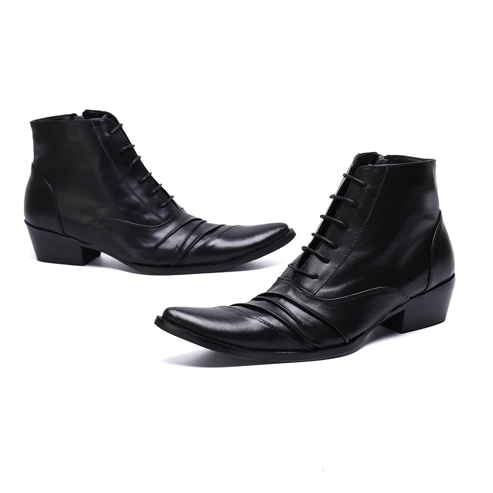 Chic Real Leather Derby Boots