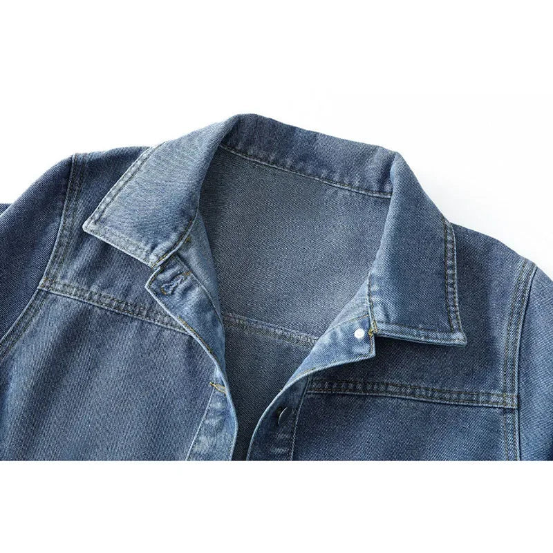 Elegant Big Pockets Classic Denim Coat