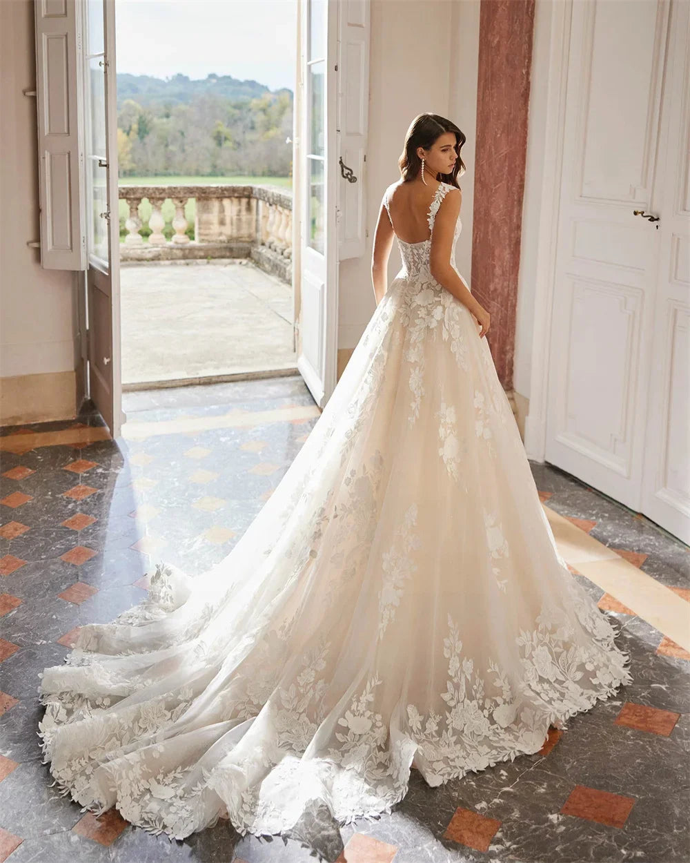 Graceful Mopping Length Princess Bridal Dress