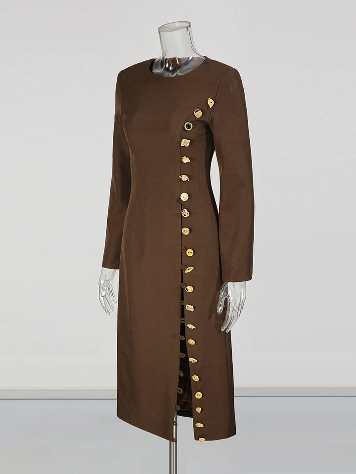 Refined Spliced A-Line Midi Dress