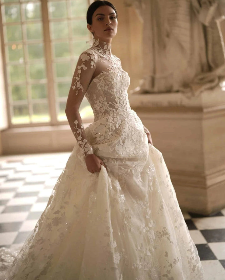 Vintage A-Line Wedding Gown With Detachable Jacket