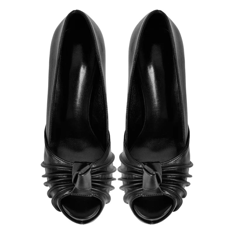 Glamorous Knot Bow Platform Pumps