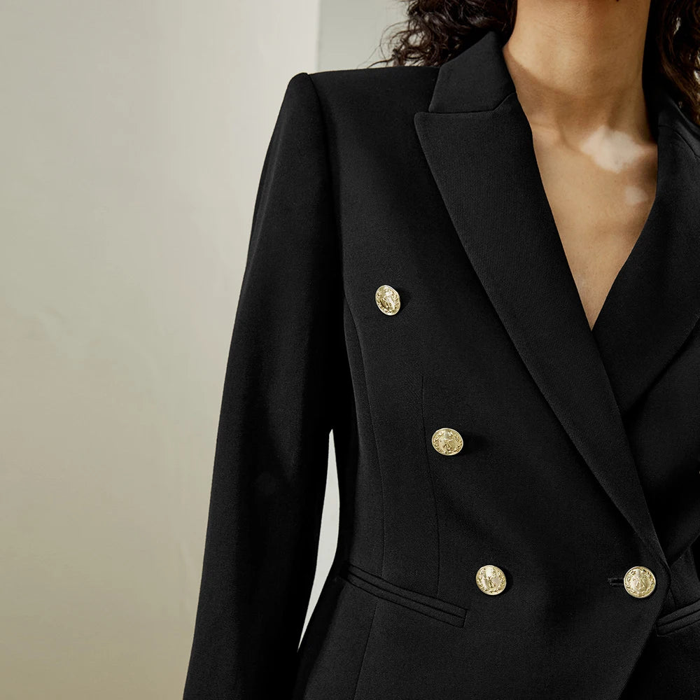 Double-Breasted Worsted Wool Twill Blazer