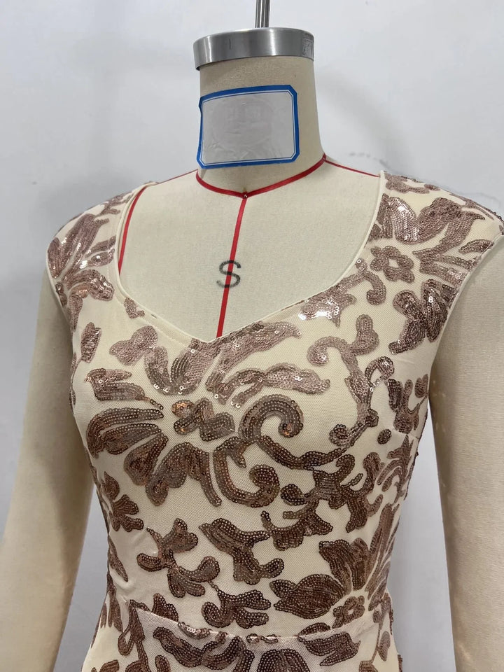 Formal Rose Gold Sequins Sweet Dress
