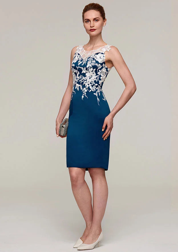 Refined Appliques Knee Length Mother Of Bride Dress