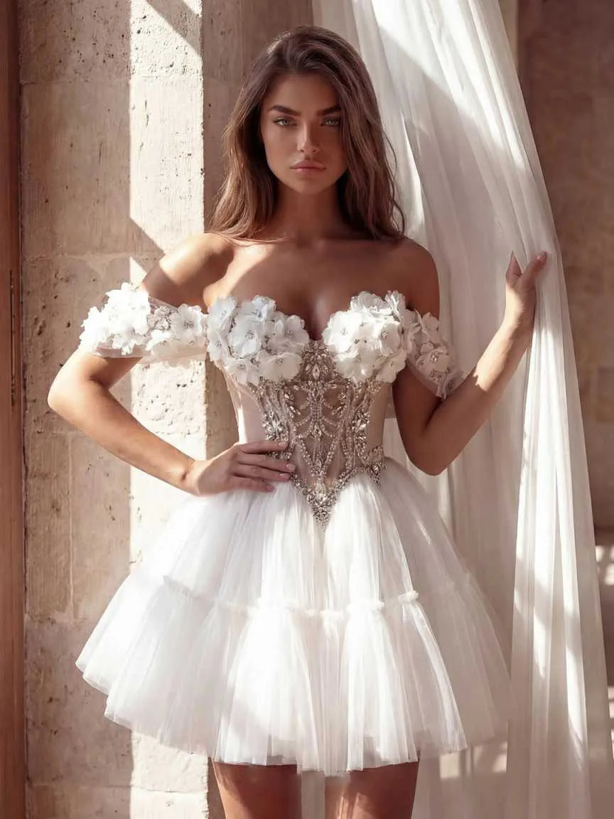Exquisite Off Shoulder Mini Prom Dress