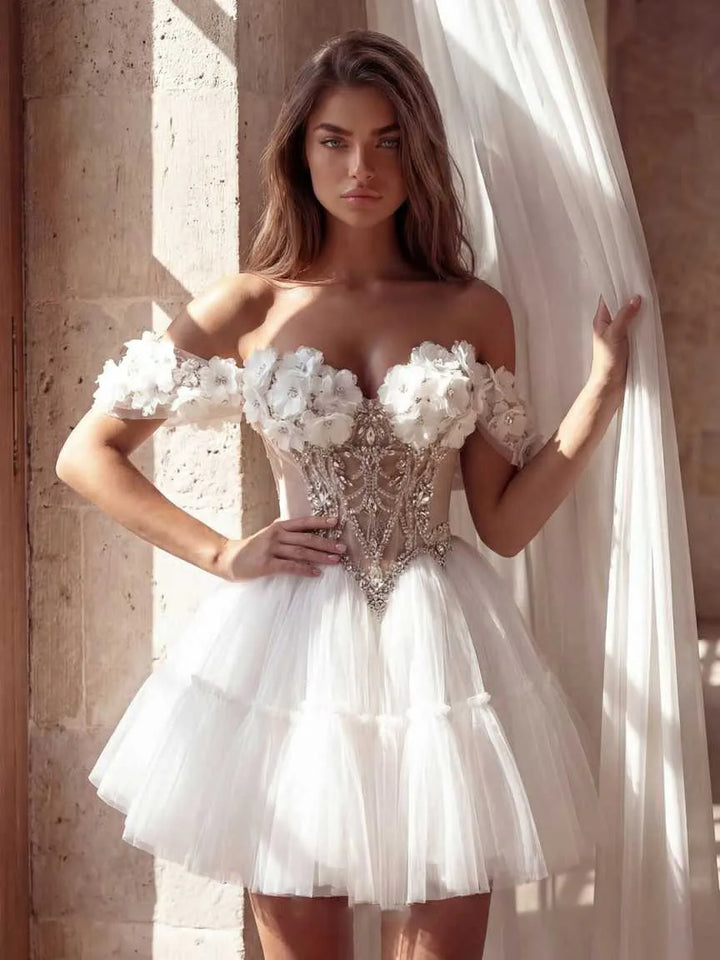 Exquisite Off Shoulder Mini Prom Dress