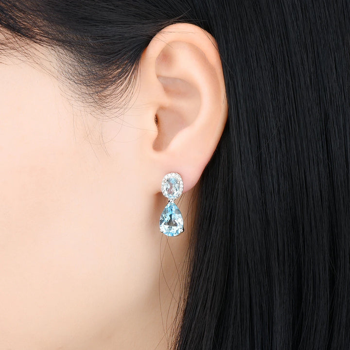 Genuine Blue Topaz Sterling Silver Stud Earring