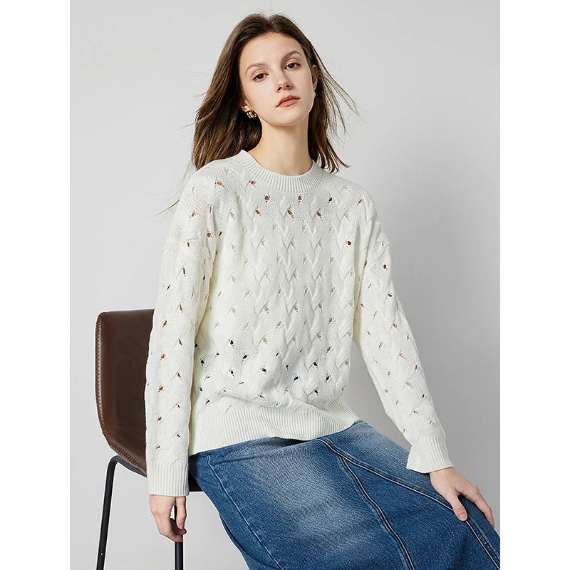 Hollow Out Knit Pullover Tops