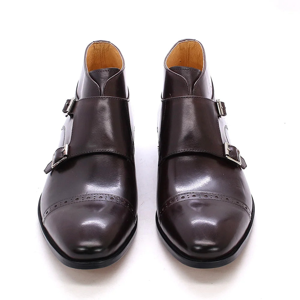 Premium Double Monk Straps Leather Boots