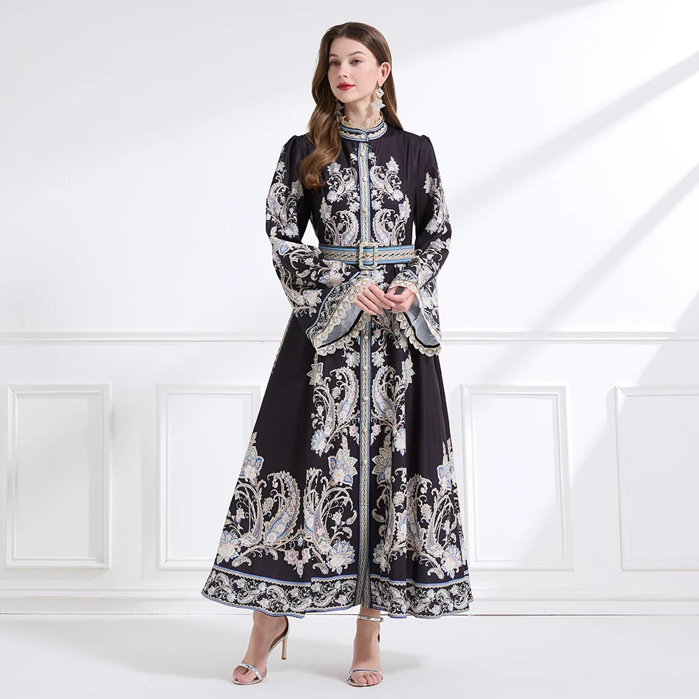 Effortlessly Stylish Standing Collar Maxi Dress