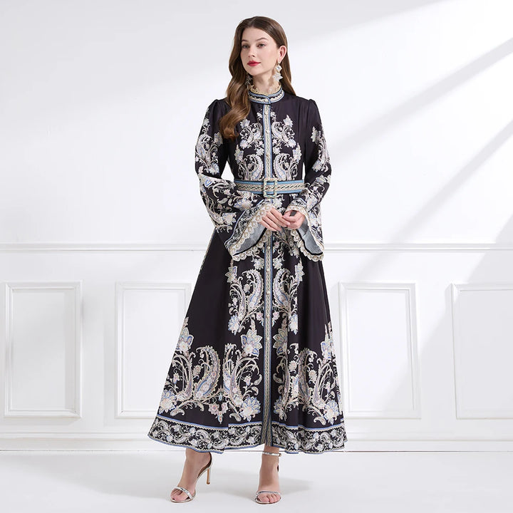 Effortlessly Stylish Standing Collar Maxi Dress