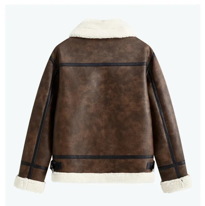 Retro Lamb Fur Women's Motorcycle Jacket