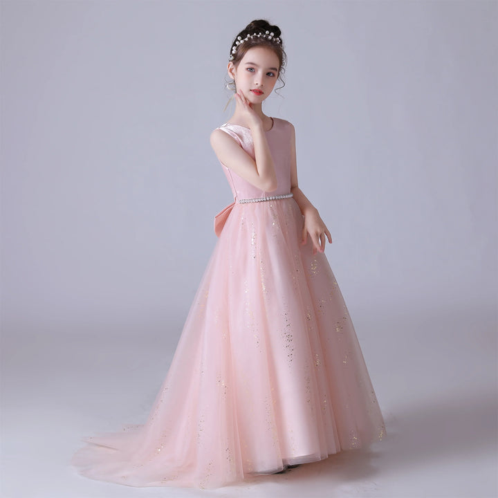 Shiny Tulle Bow Flower Dress