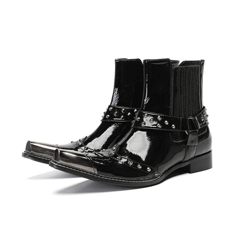 Sleek Iron Toe Handmade Ankle Boots