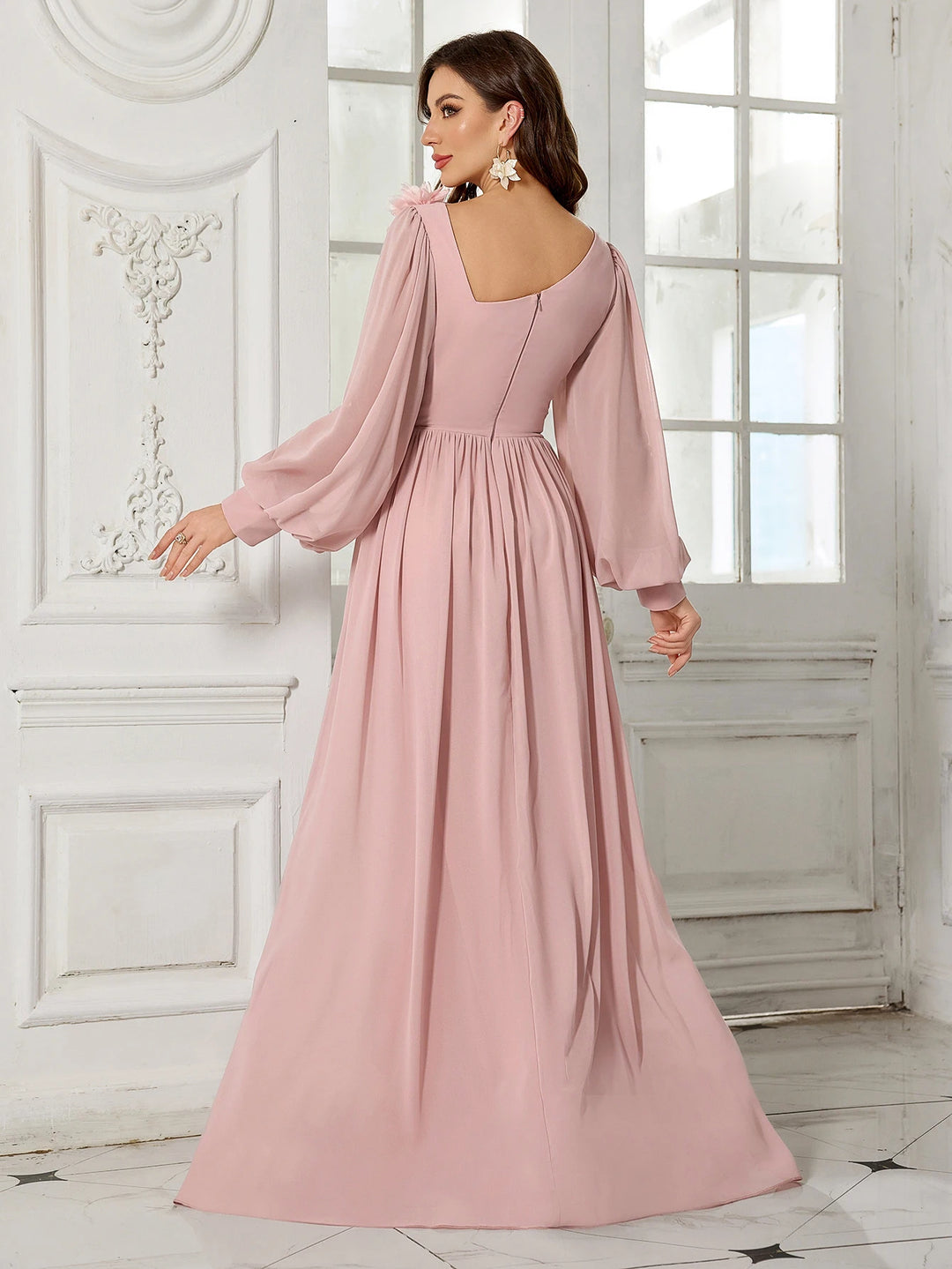 Embellished Neckline Bridesmaid Dress