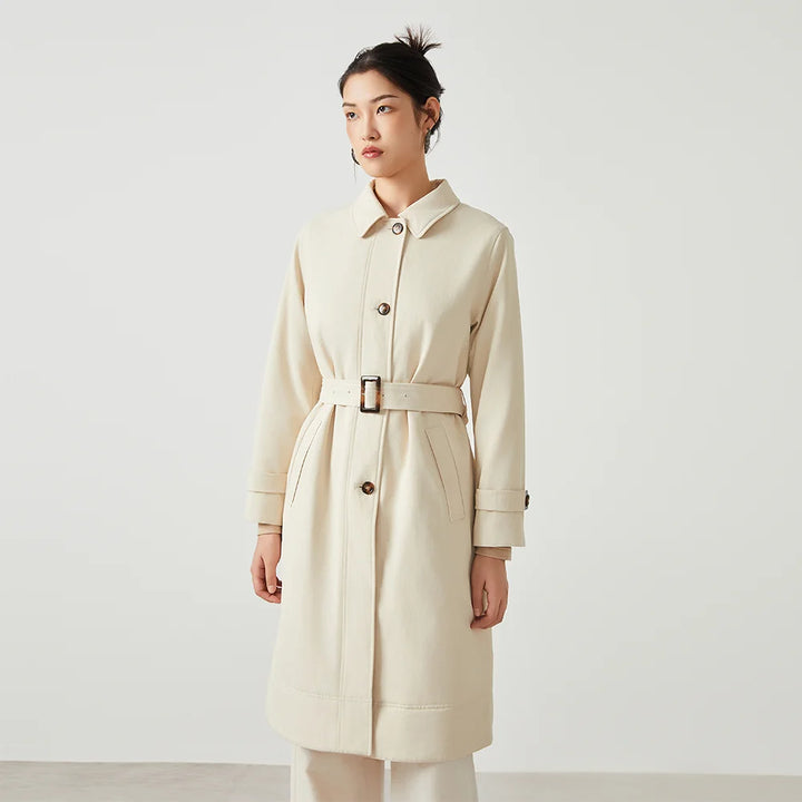 Stylish Cotton Blend Long Trench Coat