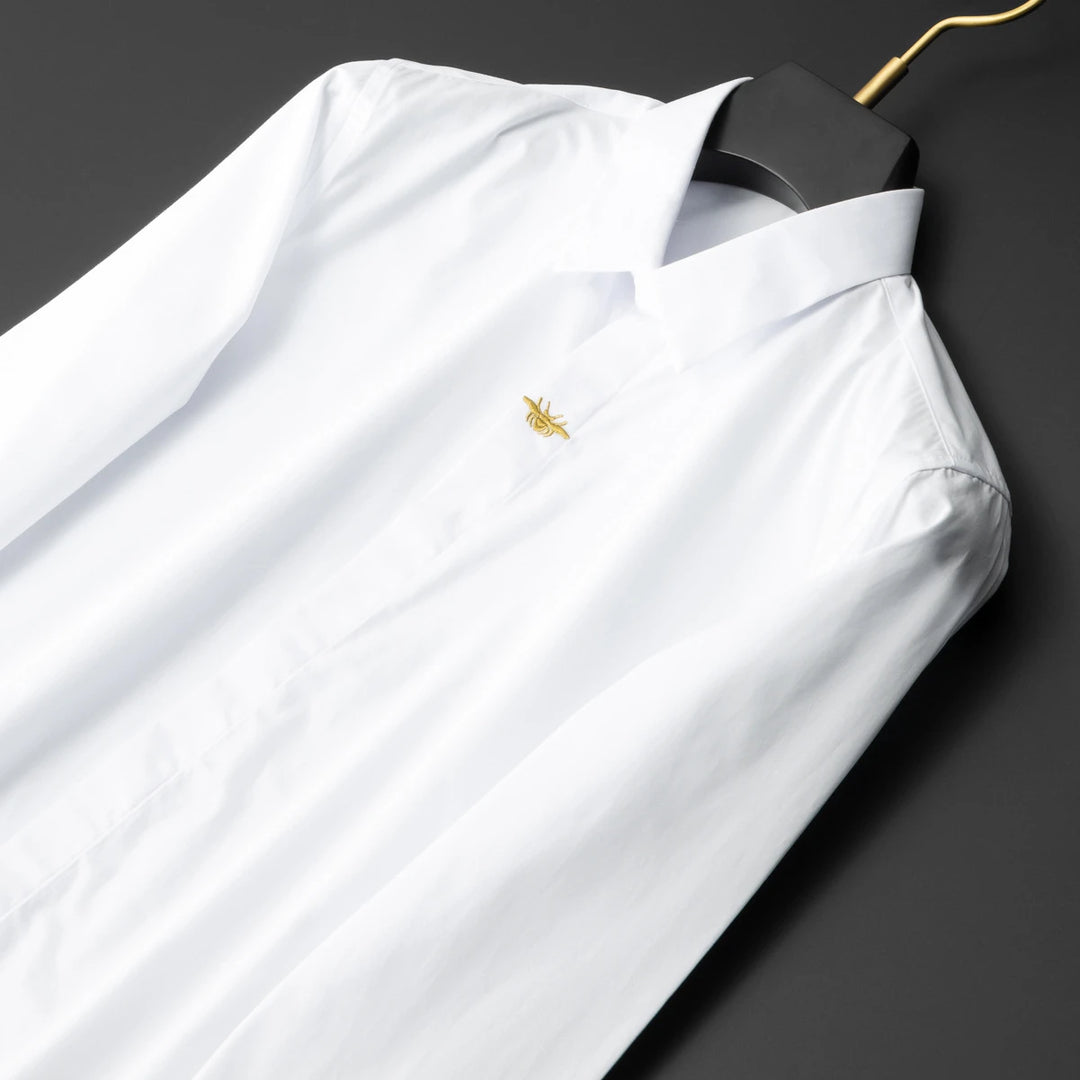 Versatile Gold Bee Embroidery Casual Shirt
