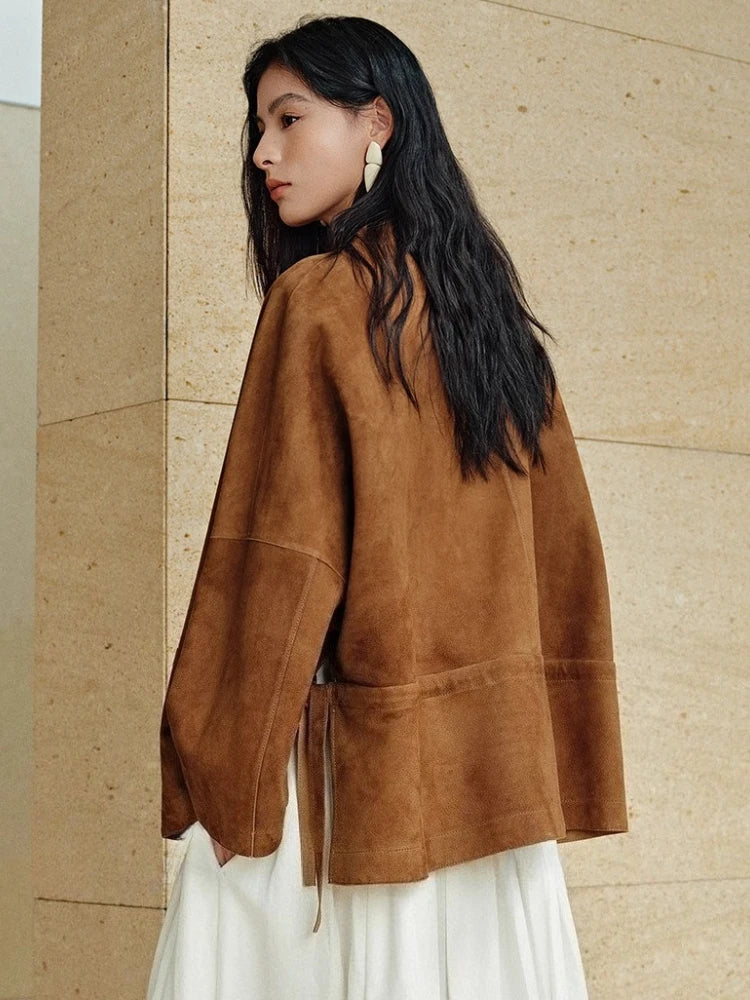 Camel brown suede women&