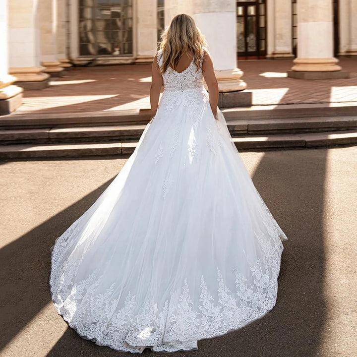 Romantic A-Line Plus Size Wedding Dress