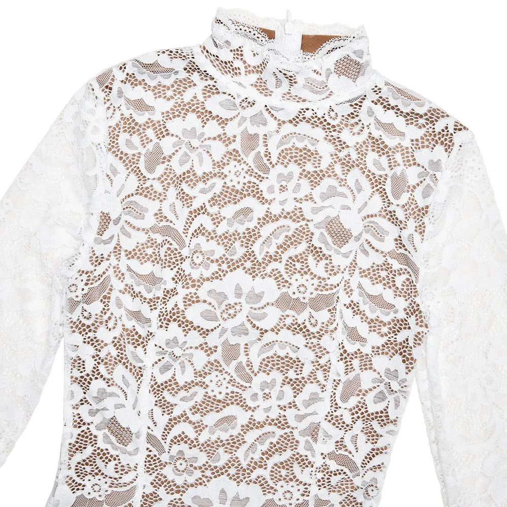 Lovely Lace Long Sleeves Mini Party Dress