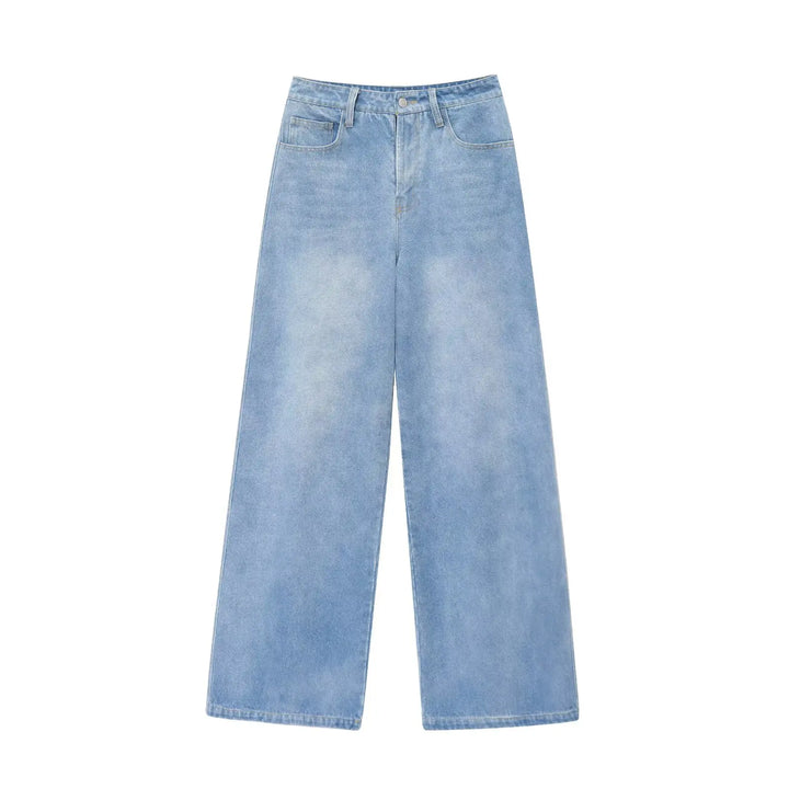 Refined Wide-Leg Washed Jeans Pants