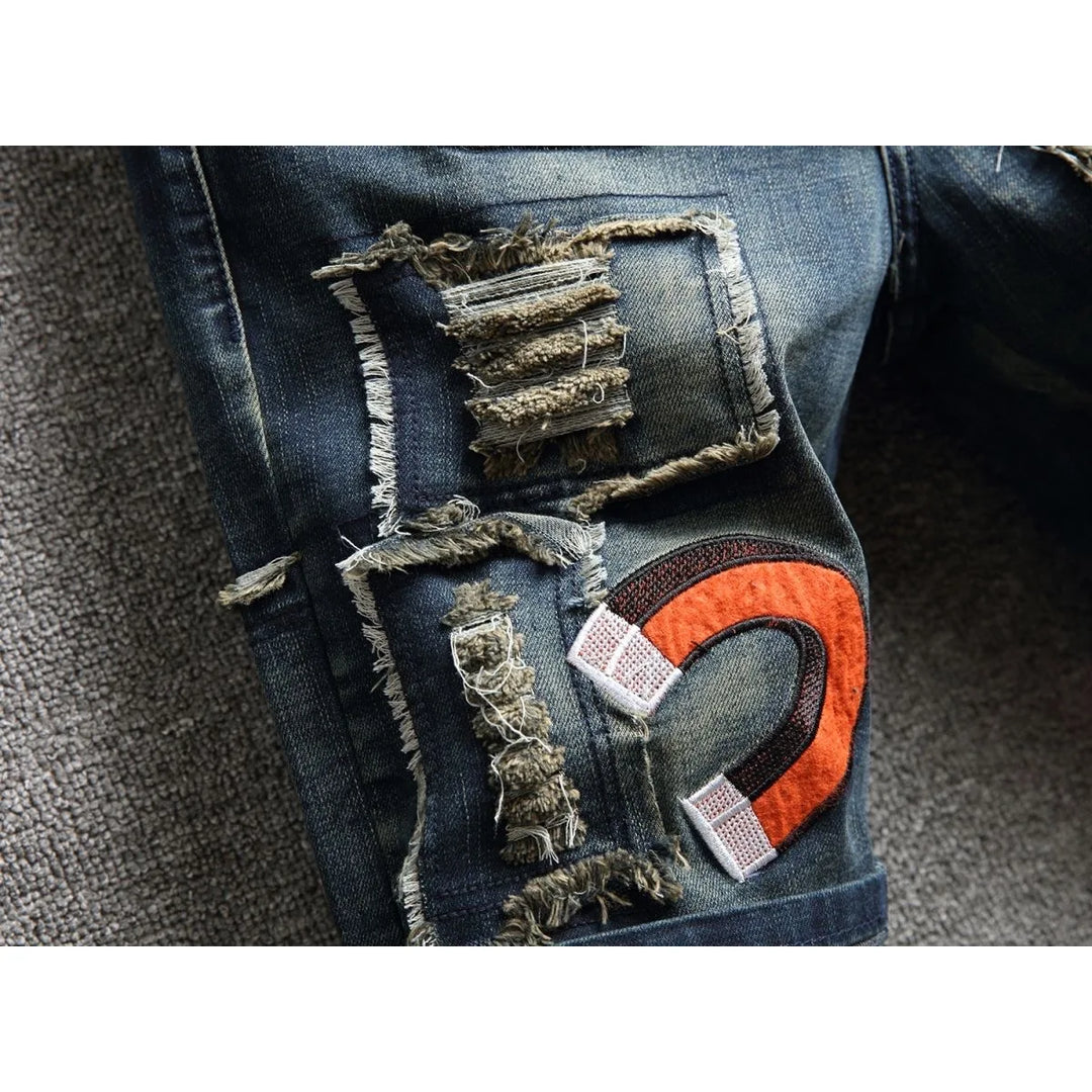 Modern Printed Loose Denim Shorts