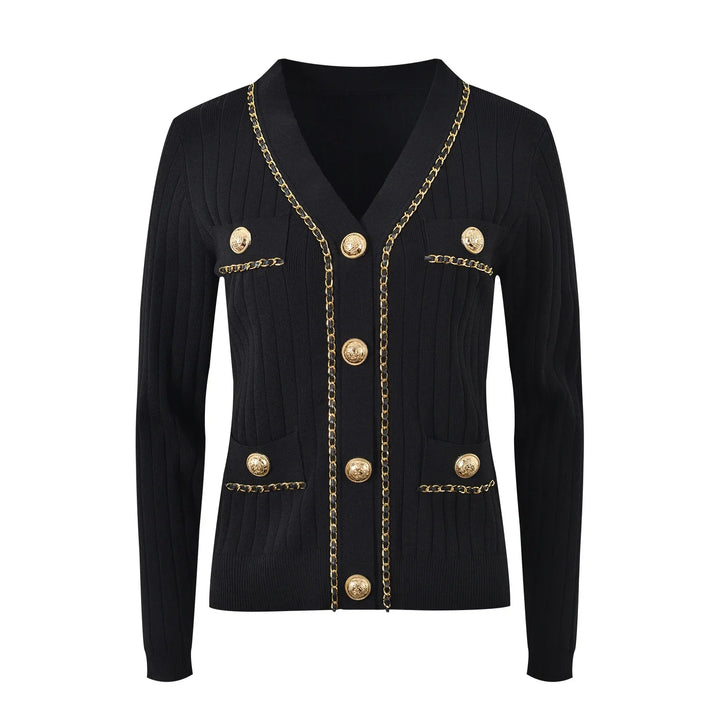 Stylish Chain Buckle Knitted Sweater