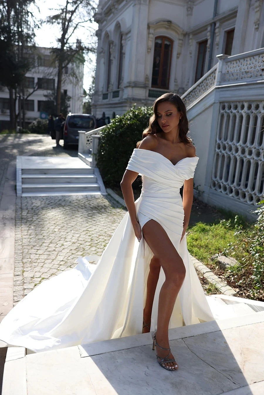 Stunning High Slit Bridal Dress