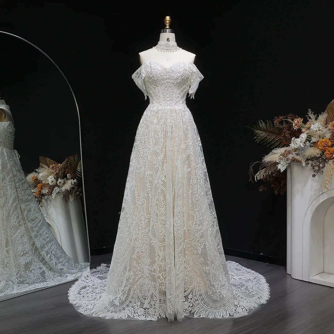 Sweet Floral Applique Bridal Couture