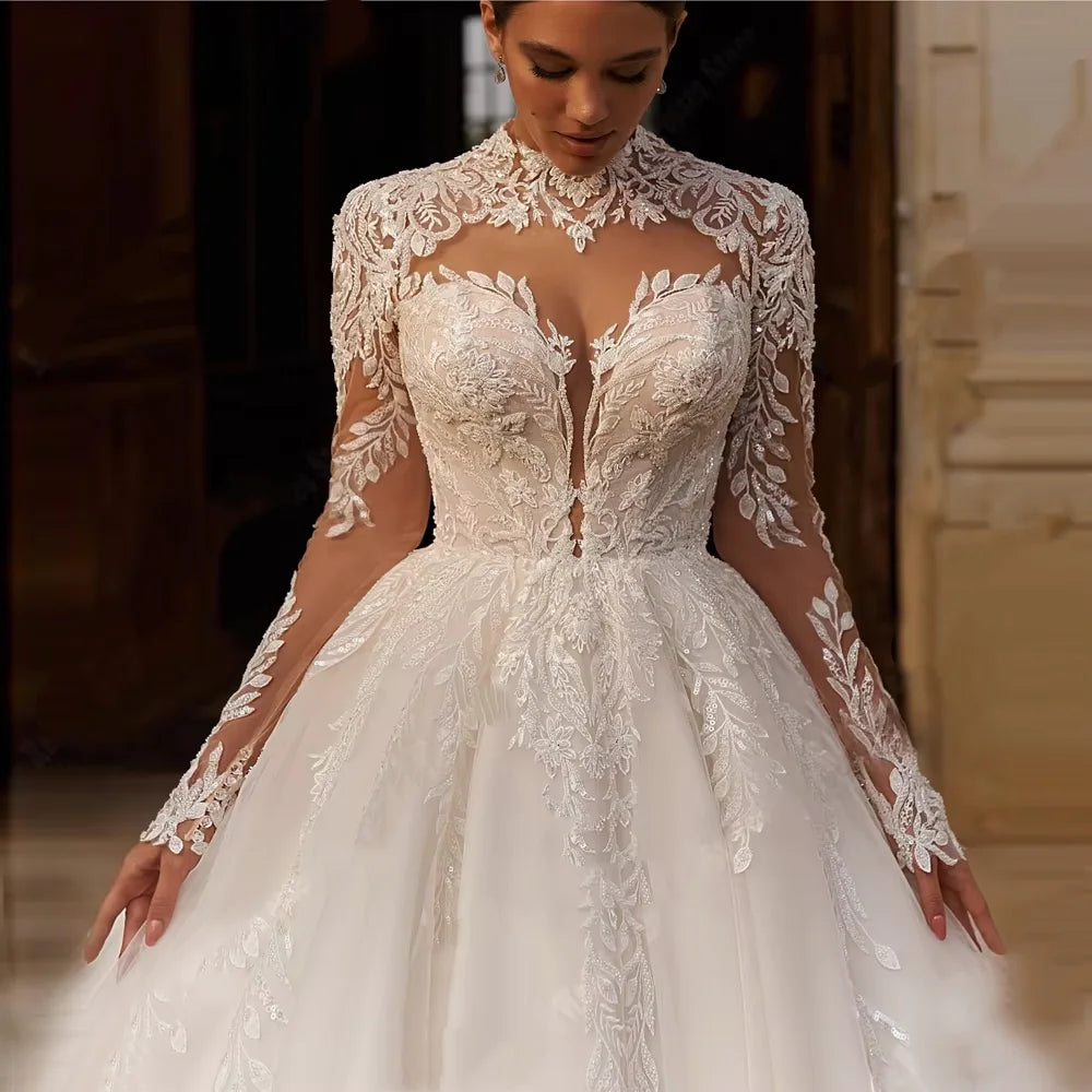 Magnificent Lace V-Neck Wedding Dress