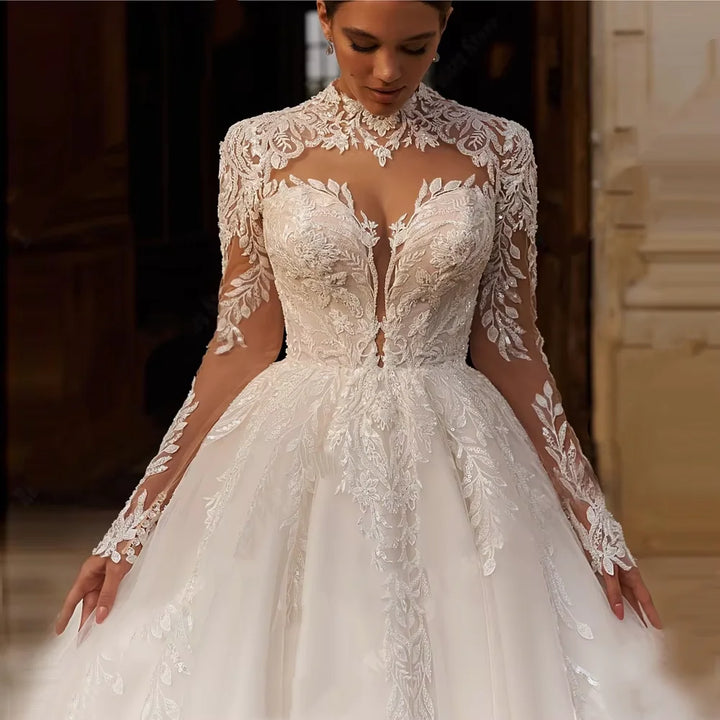 Magnificent Lace V-Neck Wedding Dress