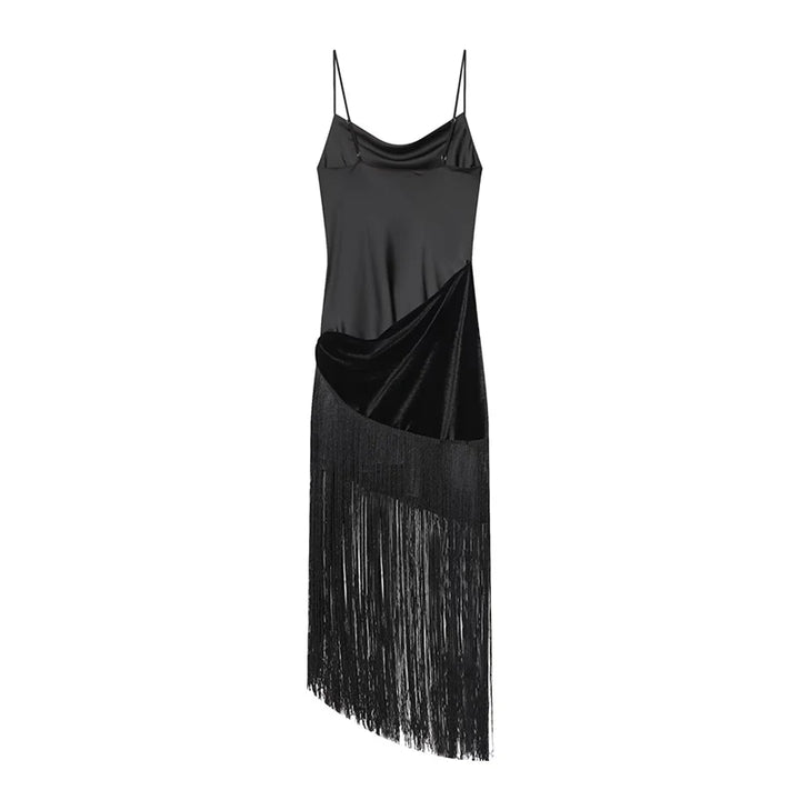 Classic Patchwork Satin Sling Dress